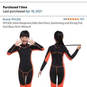Kids Neoprene Swim Suit - Black and Orange